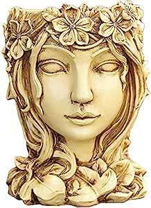 Yanmilia Head Planter Face Flower Pot Goddess Statue Planter Decorative Girl Portrait Planter ...