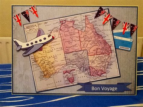 Bon voyage card, emigrating to Australia. | Carte scrapbooking, Idées de cartes, Bon voyage