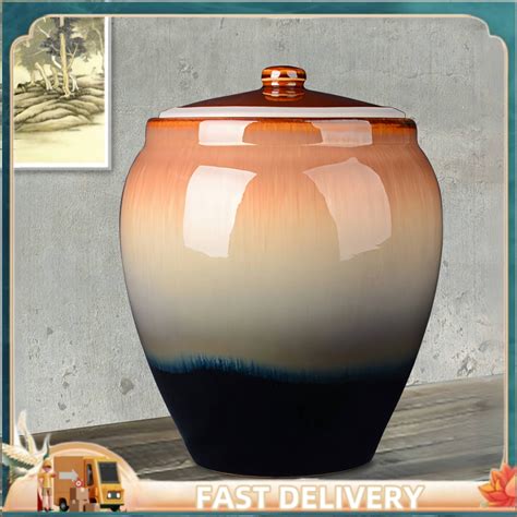 Ceramic rice jar with lid rice storage container 15kg /kilos flour ...