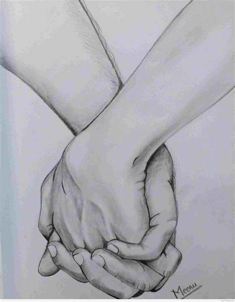 Couple Holding Hands Sketch Easy Sketch Holding Hands | Romantic couple pencil sketches ...