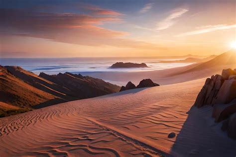 Premium Photo | A sunset in the sand dunes of the desert