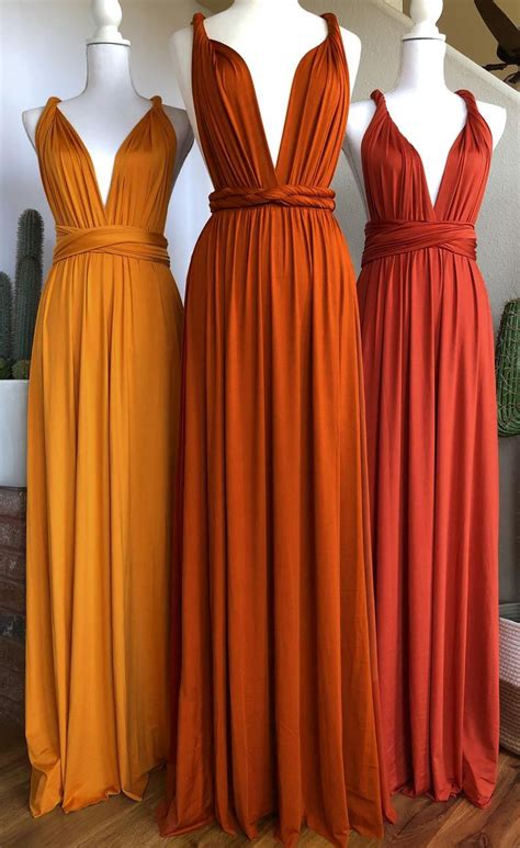 Burnt orange bridesmaid dress custom lengths convertible etsy – Artofit