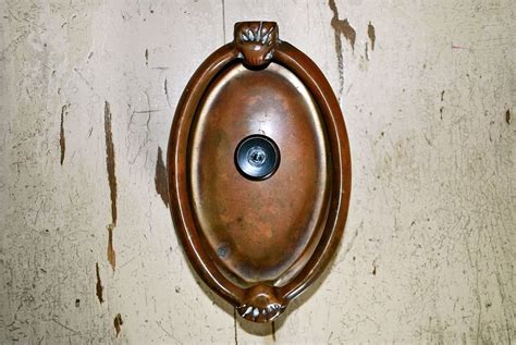 Antique Classic Copper Door Knocker with Peephole by GladysGlover