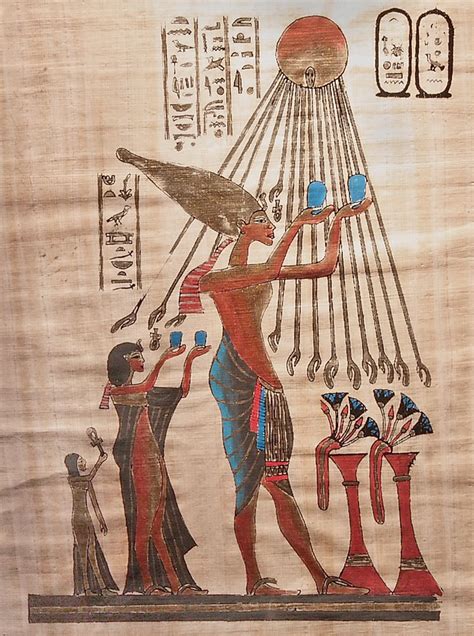 Papyrus Vignette of King Tut's father, Akhenaton and his stepmother ...