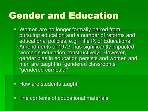 PPT - Gender and Education PowerPoint Presentation - ID:1430137