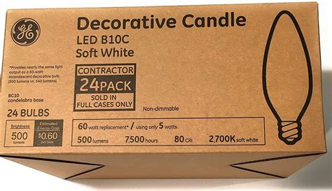 GE Basic 6-Pack 60 W Equivalent Warm White B10 LED Light Fixture Light Bulbs Vintage Soft LED ...