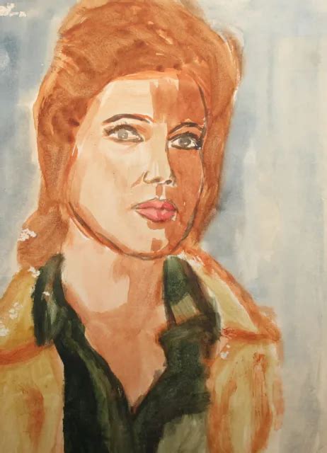 VINTAGE FAUVIST WATERCOLOR painting female portrait $54.58 - PicClick