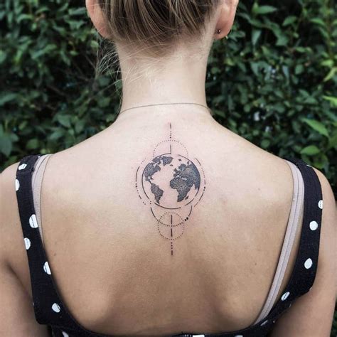 Globe tattoo on the upper back | Globe tattoos, Planet tattoos, Back tattoo