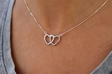 Silver Heart Necklace For Women Dainty Heart Jewelry Love | Etsy