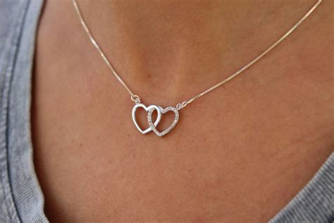 Silver Heart Necklace For Women Dainty Heart Jewelry Love | Etsy