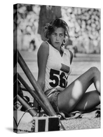 Gunhild Larking, Sweden's Entry for High Jump, Nervously Awaiting Turn to Compete at Olympic ...