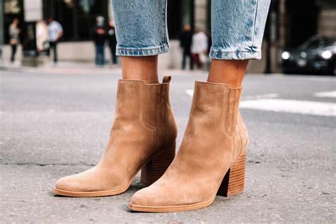 Fashion Jackson Wearing Marc Fisher Oshay Natural Suede Booties | Suede ...