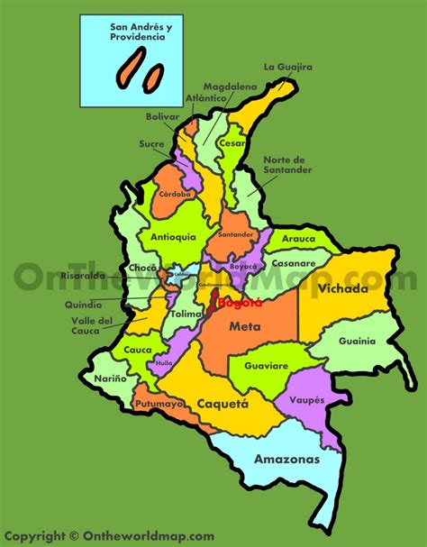 Mapa administrativo de Colombia (Departamentos de Colombia)