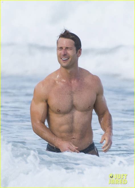 Shirtless Glen Powell Looks Hotter Than Ever While Filming Beach Scene ...