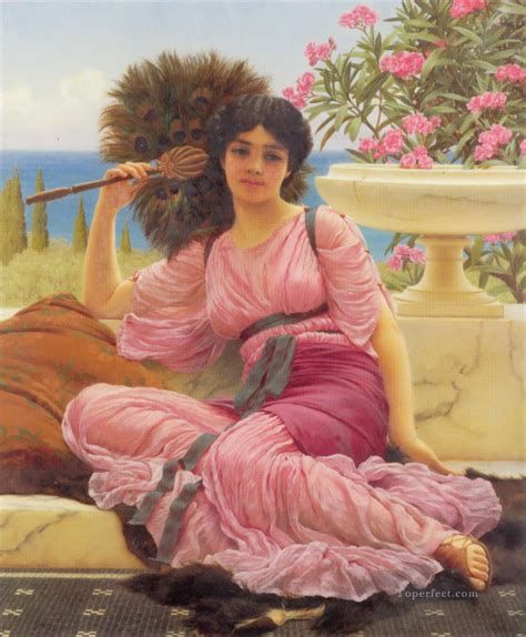 Flabellifera Neoclassicist lady John William Godward Painting in Oil for Sale