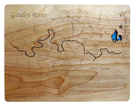 Gauley River, West Virginia - Laser Cut Wood Map| Personal Handcrafted ...