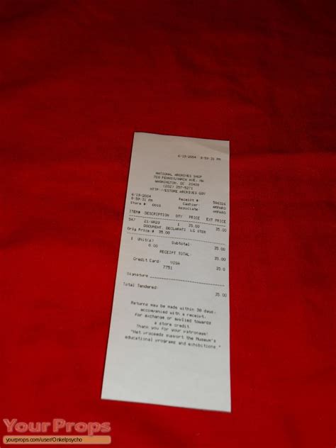 National Treasure Declaration of Independence Bill replica movie prop