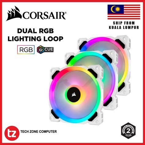 CORSAIR LL120 RGB 120mm Dual Light Loop White RGB LED PWM Fan — Triple ...