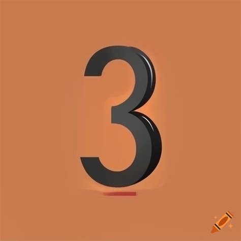 Minimalist design of number 3 in orange on Craiyon