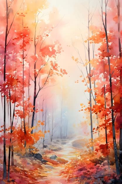 Premium AI Image | Watercolor painting of autumn trees