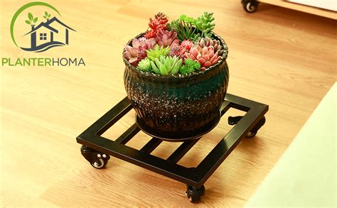 Amazon.com: Large Metal Square Plant Caddy with Wheels 13.6” Iron ...