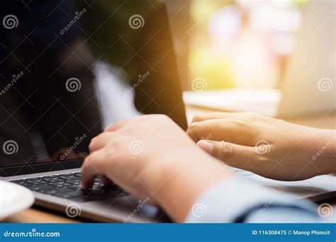 Hands typing on laptop stock image. Image of notebook - 116308475