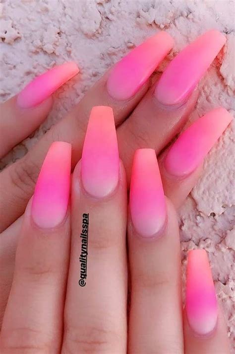 12 Gorgeous Pink Ombre Nails Idea ~ Clotee.com | Pink ombre nails, Neon pink nails, Neon nails