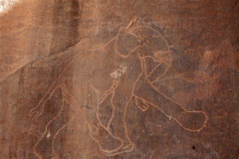 Elephant - prehistoric painting - Tadrart Acacus Mountains, West Sahara ...