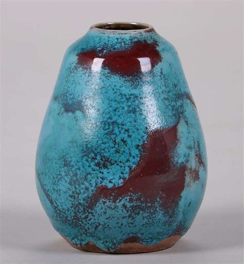Jugtown Pottery vase with Chinese Blue glaze. Signed. Roycroft, Piano Bench, Green Vase, Ceramic ...