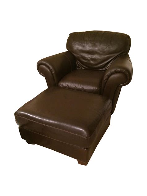 Brown Leather Chair And Ottoman Set - Odditieszone