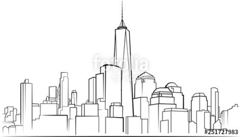 Manhattan Skyline Line Drawing at PaintingValley.com | Explore collection of Manhattan Skyline ...