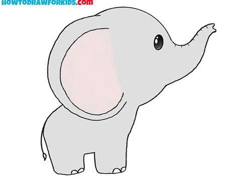 How to Draw a Cute Elephant - Easy Drawing Tutorial For Kids