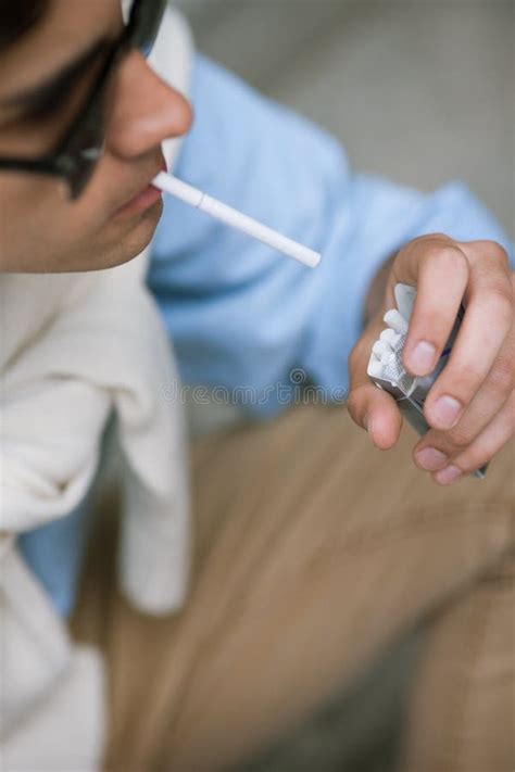 Unhealthy Lifestyle. Smoking Male Closeup Stock Image - Image of model, behavior: 99814869