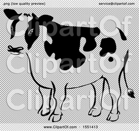 Clipart of a Black and White Dairy Cow - Royalty Free Vector ...