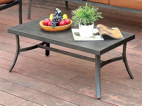 Outdoor Rectangle Coffee Table Weather Resistant Patio Yard Garden Pool ...