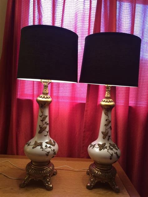 Pair of Vintage Brass and Frosted Glass Table Lamps - Possibly Stiffel | Glass table lamp, Table ...