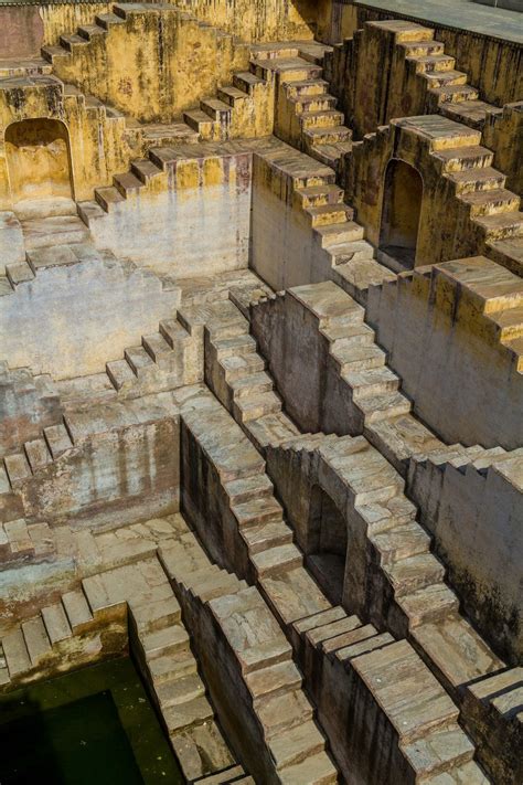 Chand Baori 4 - Chand Baori 4 in the series. The stepped well outside of the amber palace ...