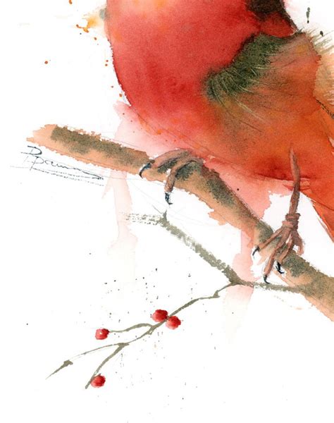 Red Cardinal Original Watercolor Watercolour by Olga Shefranov ...