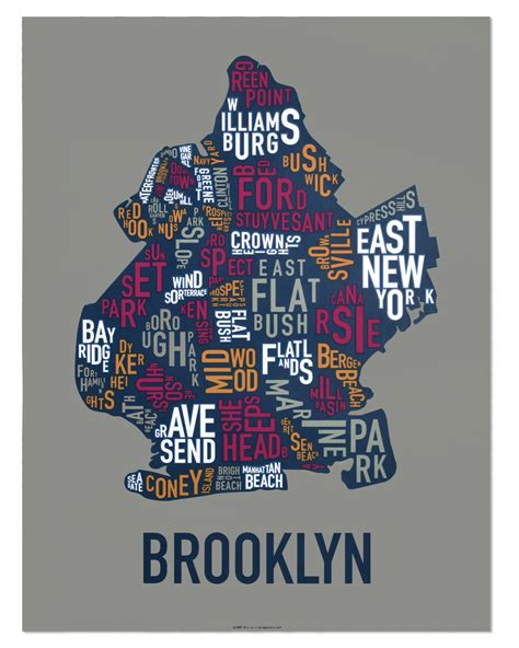 Brooklyn Neighborhood Map 18" x 24" Multi-Color Screenprint