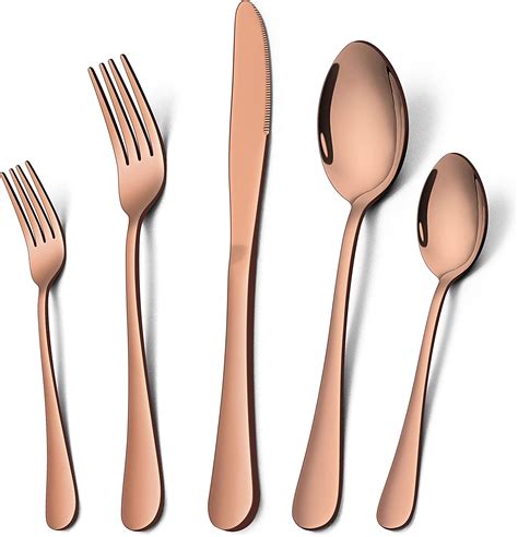 Amazon.com: Homikit 20-Piece Copper Silverware Flatware Set for 4, Stainless Steel Eating ...