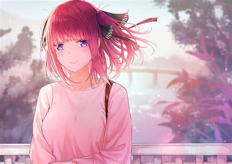 Anime Girl With Pink Hair And Blue Eyes Wallpaper