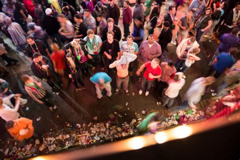 Balcony View Of Crowds On Bourbon Street During Mardi Gras Stock Photo ...