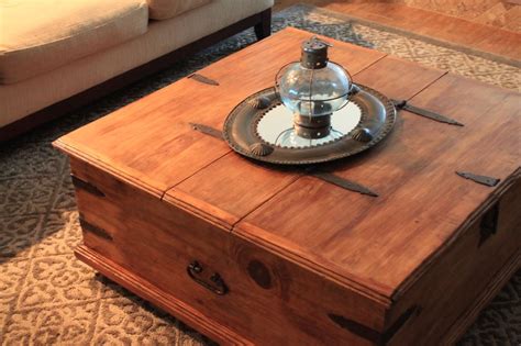 Refinished Rustic Storage Trunk Coffee Table