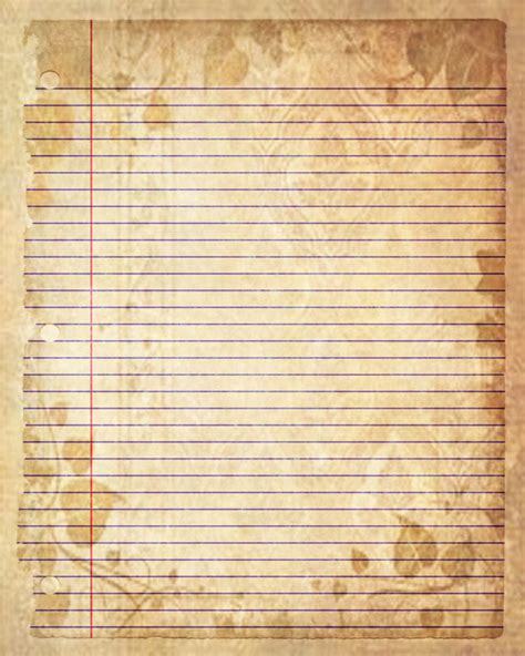 Printable Journal Page Sepia Leaves Lined by JournalExpress | Journal printables, Paper template ...