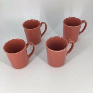 Corningware | Dining | Set Of 4 Corning Ware Corelle Coral Salmon Coffee Cups Mugs Usa Vintage ...