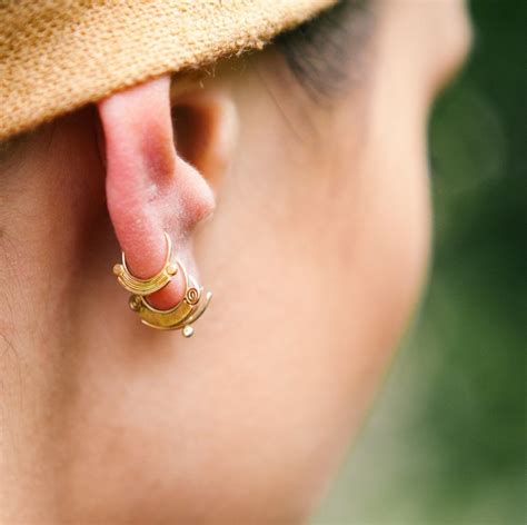 Gold Cartilage Earring Cartilage Hoop Tribal Cartilage Gold - Etsy