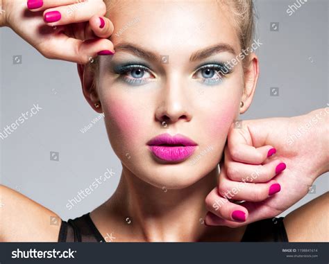 Beautiful Woman Face Blue Makeup Eyes Stock Photo 1198841614 | Shutterstock