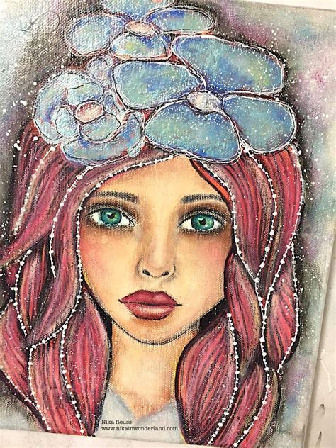 www.nikainwonderland.com product mixed-media-girl-portrait-on-canvas ...