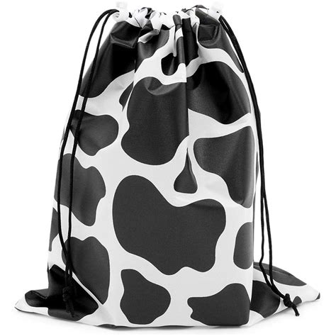 12 Pack Cow Print Drawstring Party Favor Gift Bags 10x12 inch for Kids Farm Animal Birthday ...