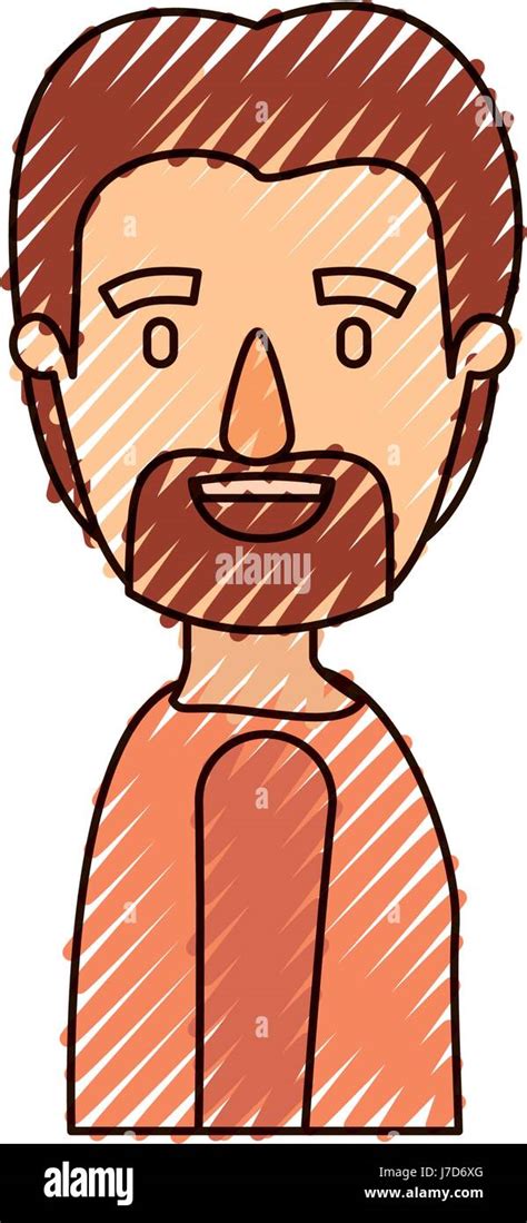 color crayon stripe caricature side view man with moustache and beard Stock Vector Image & Art ...
